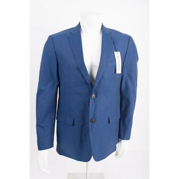 Saddlebred Mens Suit Jacket Blazer Sport Coat Size 40 R Indigo Blue Cotton NWT - Picture 1 of 6